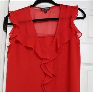 Express Red Sheer Top